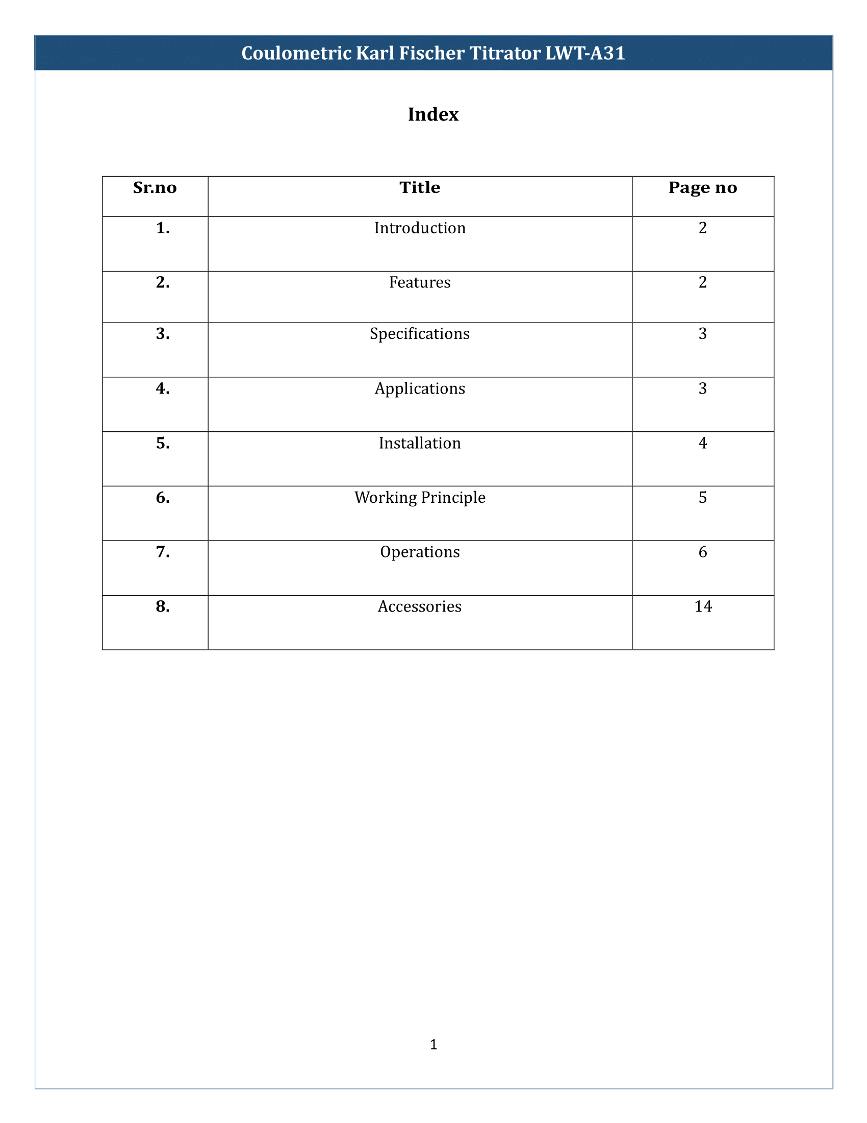 Coulometric Karl Fischer Titrator LWT-A31 Manual